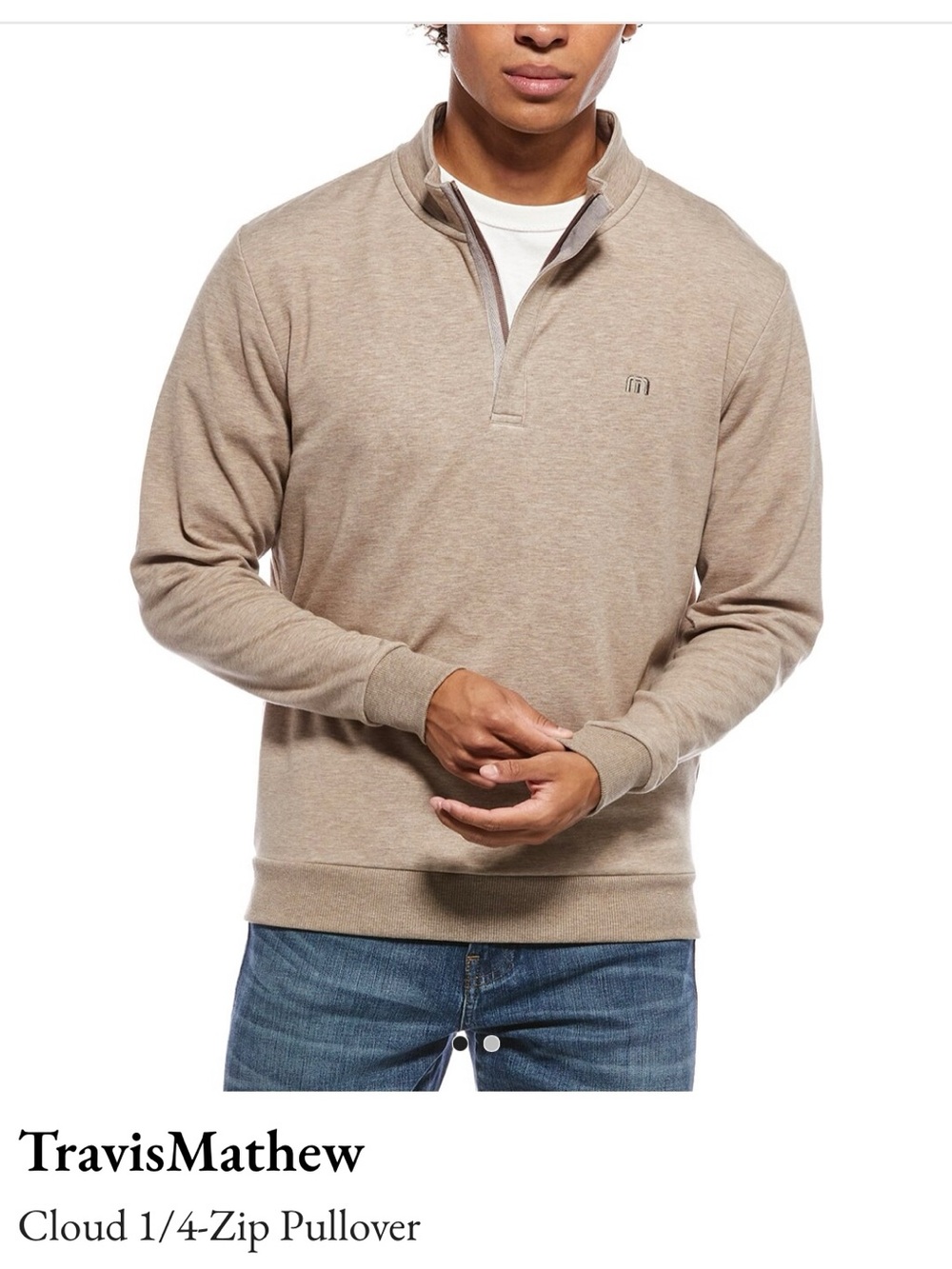 Travis Mathew Tan 1/4-Zip Pullover Sweatshirt